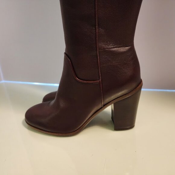 Franco Sarto Over-the-Knee Burgundy Leather Heeled Leather Boots - Picture 6 of 9